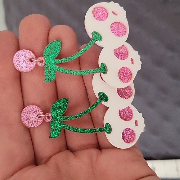 Sparkle Skull Cherry Earrings - Picture 3 of 7